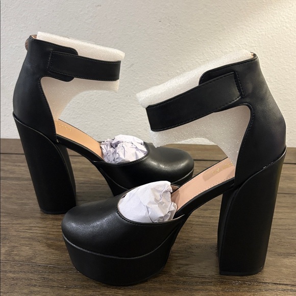 NIB [Lurnyet] Dreamer Black Platform Ankle Strap Platform Chunky Heels Women’s 7 - Picture 9 of 12